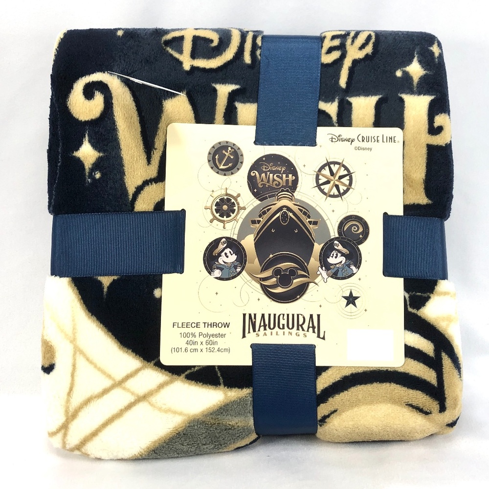 Disney WISH Cruise Line Inaugural Sailings Mickey Fleece Throw Blanket 40 X 60 - Picture 1 of 2